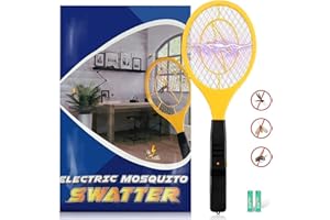 Karvipark Bug Zapper, Fly Zapper Racket with 2 AA Batteries, Electric Fly Swatter Mosquito Zapper for Indoor Travel Campings and Outdoor Occasions (Yellow)