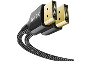 Stouchi 2 cavi DisplayPort 2.1 3M DP2.1/2.0 16K@60Hz,10K@60Hz,8K@120Hz,4K@240Hz 165Hz 144Hz Supporta 80Gbps HDR DSC1.2a FreeSync G-Sync Display Port 2.1 per Gaming Monitor Nero