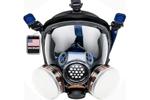 PARCIL DISTRIBUTION PD-100 Full Face Organic Vapor & Particulate Respirator Gas Mask - Dual Activated Charcoal Filtration - Full Face Eye Protection