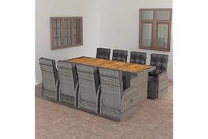 Festnight Sitzgruppe Garten Essgruppe 8 Personen Rattan Gartenmöbel Set mit 8 Stühle Polyrattan Gartengarnitur Rattanmöbel Esstisch Sitzgarnitur Gartentisch