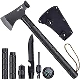 Golden Bird The Axe Survives 9 in 1,The Survival Axe Suit | The Sharpened Camp Axe Tool with Hammershade Tube, The Compass