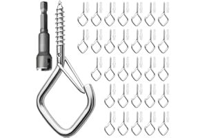 Gucass 30 Pezzi Ganci a Vite Argento, Occhielli a Vite, Gancio Soffitto, Gancio Lampadario, Ganci a Vite per Legno, Gancio a Vite in Acciaio Inox per Appendere Cestini di Piante a Casette per Uccelli
