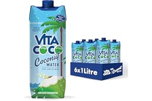 Vita Coco Agua de Coco Original, Pack de 6 x 1L, Con Electrolitos, Vitamina C, Potasio y Sin Gluten, 6x1000ml