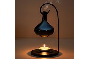 SWL Ceramic Teardrop Oil Burner – Hanging Wax Melt Burner with Metal Stand | Aromatherapy Essential Oil Diffuser | Stylish Tealight Holder for Home Fragrance, Gifts & Relaxation (1 Piece)