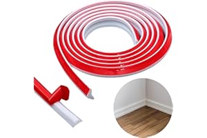 TIAMARAEON 5M PVC Quadrant Trim, TPE Skirting Board Trim Self Adhesive, Beading for Laminate Flooring, Caulk Strip Moulding Trim for Laminate Flooring, Wall Ceiling, Cabinet Countertop(White, 12mm*9mm)