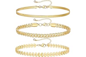 KissYan Gold Layered Ankle Bracelets for Women, Dainty 14K Gold Plated Layering Anklets Set Adjustable Trendy Cuban Link Snake Tennis Figaro Chain Ankles Summer Beach Foot Jewelry Gifts for Women