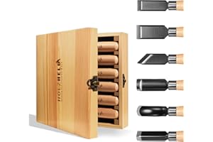 HOLZHELD - 6-teiliges Stechbeitel-Set bestehend aus Stechbeitel und Hohlbeitel zur Holzbearbeitung für Hobbyhandwerker. Hochwertiger japanischer Stahl zum Holzwerken.