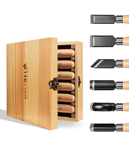 Holz Schnitzwerkzeug Set 6-teilig - Perfekt Für Anfänger & Profis Mit Scharfen Klingen