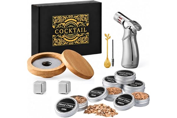 Whisky smoker set med brännare, 2 kylstenar i rostfritt stål, utan butangas
