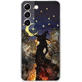 PrintiFy Samsung Galaxy S22 ile Uyumlu Vitray Cadı Saati Tasarımlı Şeffaf Silikon Kılıf