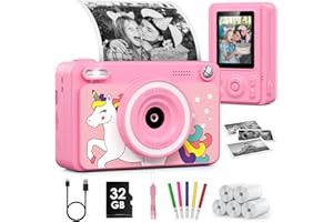 GENERIC Kids Camera, 1080P Instant Digital Print Camera for Kids, Christmas Birthday Gifts for 4 5 6 7 8 9 10 Year Old Girls Boys, Portable Toy with 32GB Card
