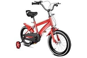 HUOMMGS Kinderfahrrad 14 Zoll Upgraded Kinderfahrrad mit Stützrädern Höhenverstellbar Kinder Fahrrad für ab 3-6 Jahre Jugend Fahrrad für Jungen & Mädchen