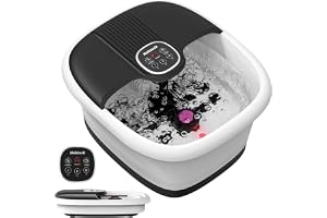 Nekteck Collapsible Foot Spa Bath Massager with Heat & Remote Control, Foot Bath Tub with Bubbles, 3‑Level Heating, 16 Massage Rollers & Pumice Stone, Electric Foot Soak Machine for Home Pedicure