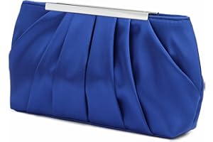 Jywmsc Borsa da sera in raso da donna Elegante pochette da sera plissettata in raso per donna Borsa da sposa in argento