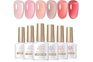 ‎BORN PRETTY BORN PRETTY UV Nagellack Natur rosa, Shellac Rose Natur Gel Nagellack Rosa Töne Strawberry Serie Farbe Gel Nagellack UV-LED Nagellack UV Gel Gel Lack 10ml 6 Flaschen Set