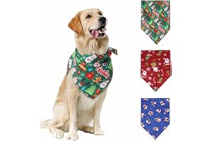 HEIGUDAN 3 PCS Christmas Dog Bandana, Washable Pets Scarf Classic Triangle Bibs, Adjustable Kerchief Set Accessories Decoration Costume for Pets Dogs Cats