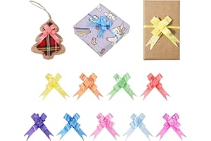 Popuppe 90 Pcs Pull Bows Set,9 Colors Present Basket Knot Ribbon Bows Wrapping Pull Bows,Present String Wrapping Decorative Bows for Wedding Birthday Valentine's Present Gifts