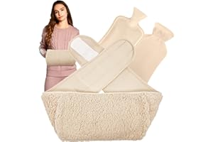 TXBOBECO Pasek do termoforu, 1 l, naturalny kauczuk, termofor, 3 w 1, pasek do termoforu z miękkim pluszem, pokrowiec na pasek na ramię, kark, plecy, nogi, talię, ocieplacz brzucha