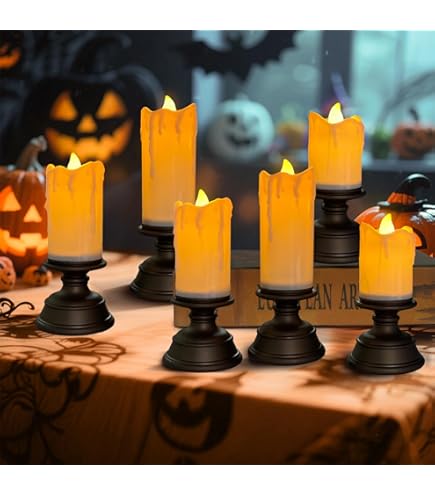 6 Stuks Halloween Vlamloze Kaarsen Met Timer Op Afstand Kleur Veranderende Led Kaarsenset Met Spookgezichtontwerp Op Batterijen Werkende Led Theelichtkaarsen