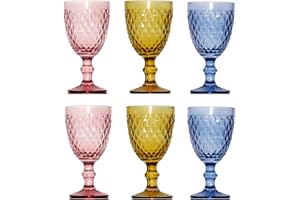 Solycarpa Set de 6 Verres en Cristal de Multicolores. Modèle Transparent Personnalisé pour Fête ou Mariage, Original et Résistant. Idéal pour Le Vin, Le Champagne ou l'eau.