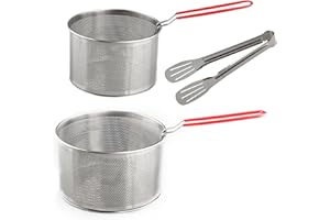 Doafoce Coladores de Pasta acero Inoxidable 2 Piezas Colador con Asas Extraíble y Clip Verduras Escurridor Pasta Cesta Freidora Colador de Cocina para Escurrir Lavar Freír Hervir