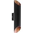 Eglo Agolada LED Up and Down Outdoor Light, Exterior Wall Lamp in Black Galvanized Steel and Copper, IP44