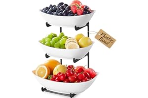 ‎LIFEWIT Lifewit Obst Etagere mit 3 Etagen, Servierplatte zum Anrichten von Speisen, weiße wiederverwendbare Tabletts mit Obstschalen für Buffets, Obst, Snack, Gemüse, Kekse, Desserts, Schwarz