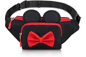 VOIKUKKA Disney Minnie Mouse Fanny Pack - Cute Belt Bag for Women & Girls, Black, L