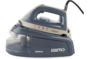 Beldray Dampfbügelstation, Steam Surge Pro Bügeleisen mit Keramiksohle, Anti-Kalk, XL Wassertank 1,2L, variabler Temperaturregelung, Dampfbügeleisen, 2400W, Titan, BEL01137TTVDE