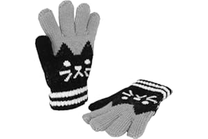 JIAHG Kinder Fingerhandschuhe Herbst Winter Warm Handschuhe Fäustlinge mit Plüsch Futter Süß Gloves Skihandschuh, 3-8 Jahre alt, Skifahren Snowboarding Spielen Laufen Bedarf