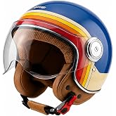 YYK Nero Retro Yarım Motosiklet Kaskı Erkek Kadın, Dayanıklı ABS Kabuk Şehir İ&ccedil;i A&ccedil;ık Kask, UV Korumalı Viz&ouml;r