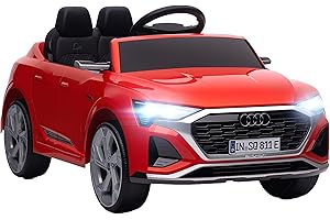 AIYAPLAY Coche Eléctrico para Niños de +3 Años Audi Q8 Etron sportback Carro Eléctrico Infantil con Batería 12V Mando a Distancia Ruedas con Suspensión de Muelles Faros Bocina y Música Rojo