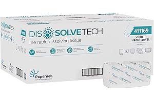 Papernet Dissolve Tech, Asciugamano Piegato a V 411169, 3.150 Asciugamani Monouso di Carta in Pura Cellulosa, Biodegradabile e Altamente Resistente, 2 Veli, Dimensione Piegato 22x10,5cm