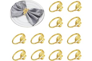 XHYASD 12 sztuk złote pojedyncze serwetki, eleganckie obrączki na serwetki na ślub, chrzest, Boże Narodzenie, bankiet
