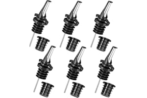 Poura Versare in Metallo - Tappo Dispenser liquore - Consente di versare la quantità di Liquido Desiderata - Si Adatta Perfettamente a Qualsiasi Bottiglia - Nero - Confezione da 6 unità……