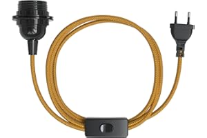 ‎EAZY CASE EAZY CASE - Lampenfassung E27 mit Kabel aus Stoff [MIT SCHALTER] - Fassung E27 mit Kabel - Lampenfassung mit Schalter - Lampenkabel mit Fassung - Glühbirne mit Kabel - DIY Lampenfassung mit Stecker