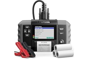 TOPDON BT600 Car Battery Tester, 12V 24V Load with Printer,100-2000 CCA Cranking & Charging, Battery Alternator Analyzer with 1.8 M/5.9ft Cable, 3.5” Color Screen