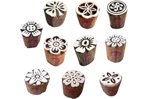 ROYAL KRAFT Clay Printing Stamps Arty Crafty Small Floral Shape Wooden Blocks (Set of 10) Htag2101
