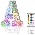 Light Up Letters, Glitter LED Letter Lights 18 Color Changing Diamond Alphabet Sign Night Light with Remote Control for Girls Gifts Birthday Bar Wedding Party Christmas Valentine Wall Table Decor - A