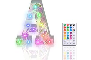 HIYAA Letter Lights, LED Alphabet Lamp 18 Colour Changing LED Letter Light Illuminated Letters Night Lights with Remote Control for Girls Gifts Birthday Bar Wedding Party Christmas - A
