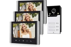FTes RFKits WLAN Wireless Video Türsprechanlage,1080P Außenkamera,7 Zoll Touchscreen Wireless Monitor,PIR Bewegungserkennung,Nachtsicht,Tuya APP Steuerung (3 Familienhaus)