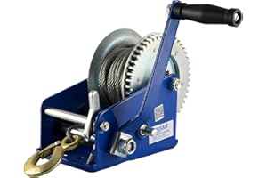 Husar Winch Cabrestante Manual de 2500 lbs | 1133 kg Con Cable de Acero De 10 metros, Fabricado En Acero Inoxidable, Freno de Trinquete, De Simple Efecto, Para Barcos, Remolques, Industria