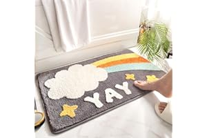 Huilimei Rainbow Stars Rug Bathroom Bathtub Washroom Sink Absorbent Non-Slip Foot Mat Bedroom Floor Mat