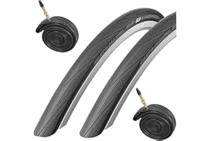 Schwalbe Lugano 700c x 23 Road Racing Bike Tyres (Pair) & Presta Inner Tubes - Black