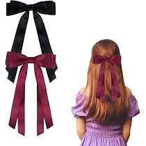 AOKSUNOVA Haarschleifen-Set – 6 Stück, Satin-Seide, Ca. 16x25 Cm, In Rot, Beige, Rosa, Blau, Grün & Braun