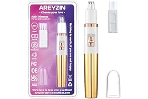 AREYZIN Ear and Nose Hair Trimmer for Women Nose Hair Clipper Professional Painless Noses Trimmer Ladies Eyebrow and Facial Hair Trimmer Battery-Operated, Waterproof Dual Edge Blades for Easy Cleansing