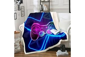 Tbrand Gamepad Kuscheldecke Jugendliche Gamer Wohndecke für Jungen Videospiel Dekor Decke 150x200cm Bunter moderner Spiel Controller Flanell Fleecedecke Reißverschluss Weich