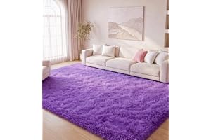 MARATIP Fluffig matta för vardagsrum, stor storlek, modern, mjuk och fluffig matta för sovrummet (violett, 120 x 160 cm)