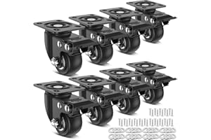 Deutnart Schwerlastrollen, 50 mm Robuste Möbelrollen, Rollen für Möbel Tragfähigkeit von 600 kg, Geräuscharme Lenkrollen mit Oberer Platte für Wagen Möbel Werkbänke Paletten - 8er Rollen Schwerlast