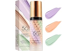 VIENFLONA Primer Correcteur de Teint, Primer 3 en 1 pour le Visage avant Maquillage, Crème Hydratante Solaire Isolante, SPF 50, Primer Maquillage Anti-Brillance & Uniformisateur Lumineux